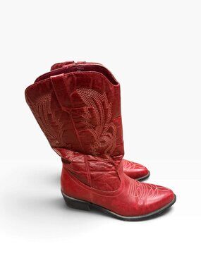 Coconuts by Matisse Rancho Red Embroidered Cowboy Boots Women Size 6.5